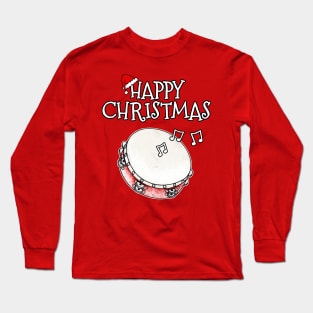 Christmas Tambourine Church Percussionist Musician Xmas 2022 Long Sleeve T-Shirt